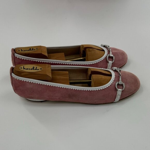 Bellofatto Shoes - Bellofatto Pink Suede Ballet Flats Rhinestone Horse bit Details Size 10